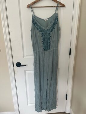 NWT Jodifl Blue Embroidered Pant Jumpsuit Sz M